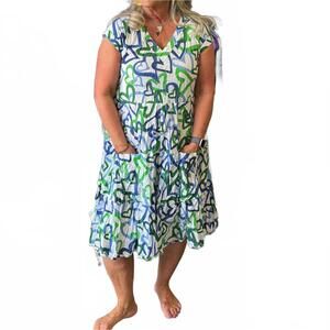 NEW DRESS ADDICT jalan dress in blue/green hearts